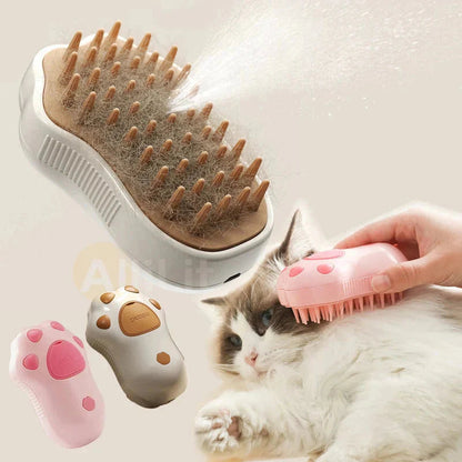 Elektrische Dampf-Bürste für Katzen – 3-in-1 Haustierpflegekamm mit Wasserspray, USB-aufladbar – für Katzen & Hunde